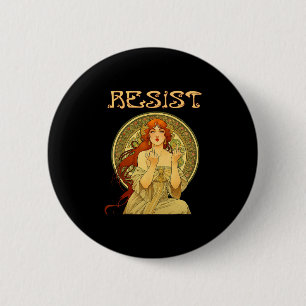 Resist Art Nouveau Mucha Anti-trump Women Feminist 6 Cm Round Badge