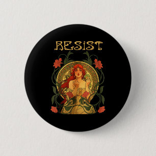 Resist Art Nouveau Mucha Anti-trump Women Feminist 6 Cm Round Badge