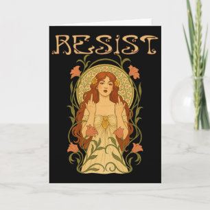Resist Art Nouveau Mucha Anti Trump Women Feminist Card