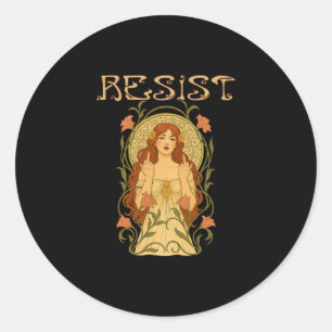 Resist Art Nouveau Mucha Anti Trump Women Feminist Classic Round Sticker