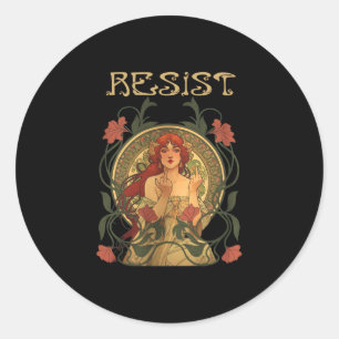 Resist Art Nouveau Mucha Anti-trump Women Feminist Classic Round Sticker