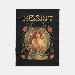 Resist Art Nouveau Mucha Anti-trump Women Feminist Fleece Blanket