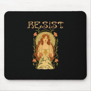 Resist Art Nouveau Mucha Anti Trump Women Feminist Mouse Pad