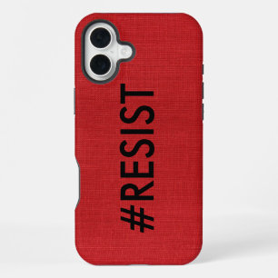 #Resist, black text on Red Linen Photo iPhone Case