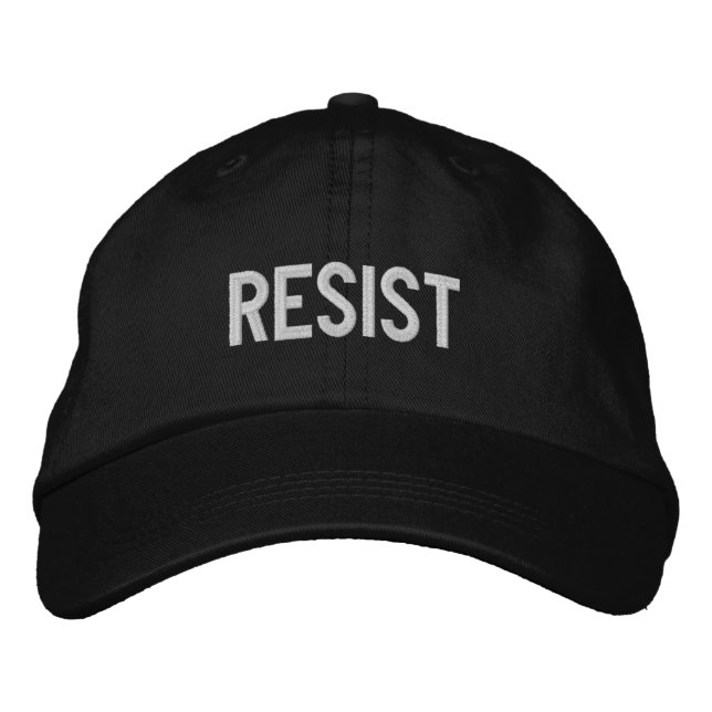 Resist black white embroidered hat (Front)