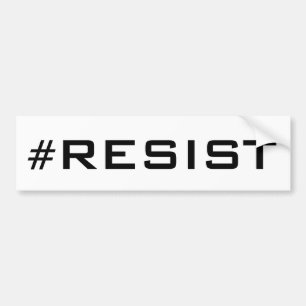 #Resist, bold black text on white, all caps Bumper Sticker