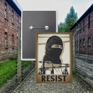 Resist Button – Woman in Ski Mask