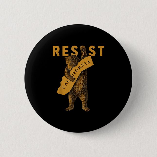 Resist California Bear  6 Cm Round Badge (Front)
