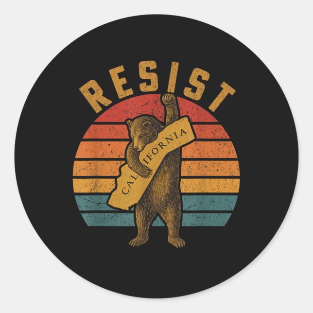 Resist California Bear  Classic Round Sticker (Front)