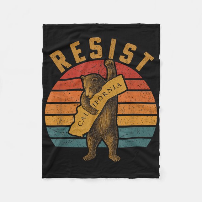 Resist California Bear  Fleece Blanket (Front)