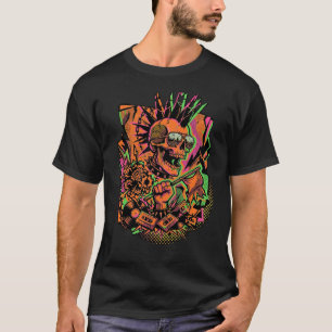 Resist & Create Shirt Punk Skull Graphic Tee, Neon