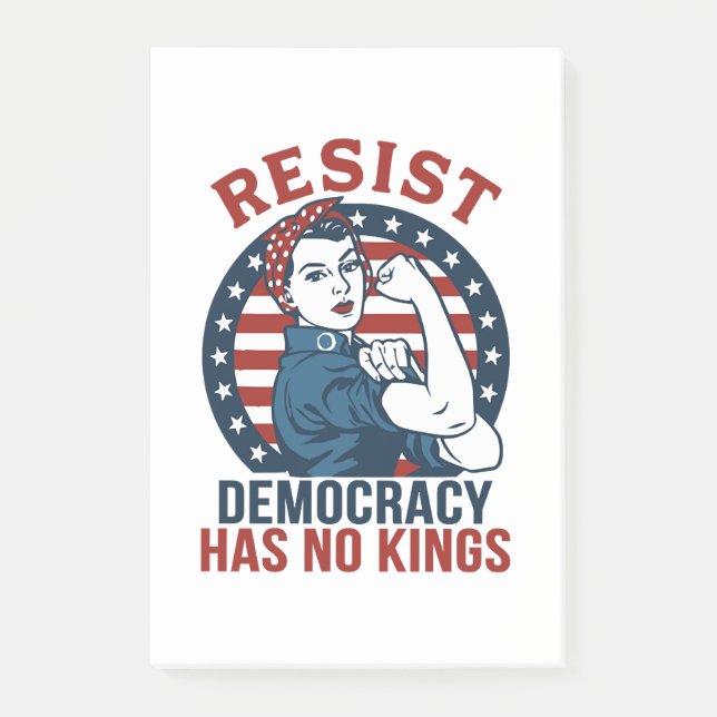 resist democracy has no kings post-it notes (Front)
