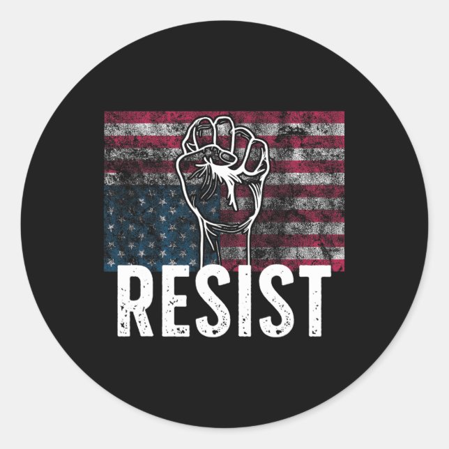 Resist Distressed Upside Down American Flag Usa  Classic Round Sticker (Front)