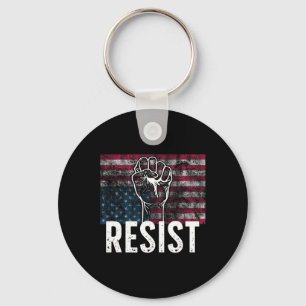Resist Distressed Upside Down American Flag Usa  Key Ring