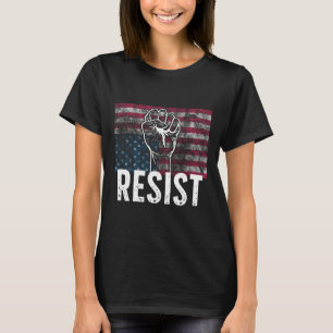 Resist Distressed Upside Down American Flag Usa T-Shirt