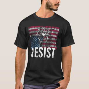 Resist Distressed Upside Down American Flag USA T T-Shirt