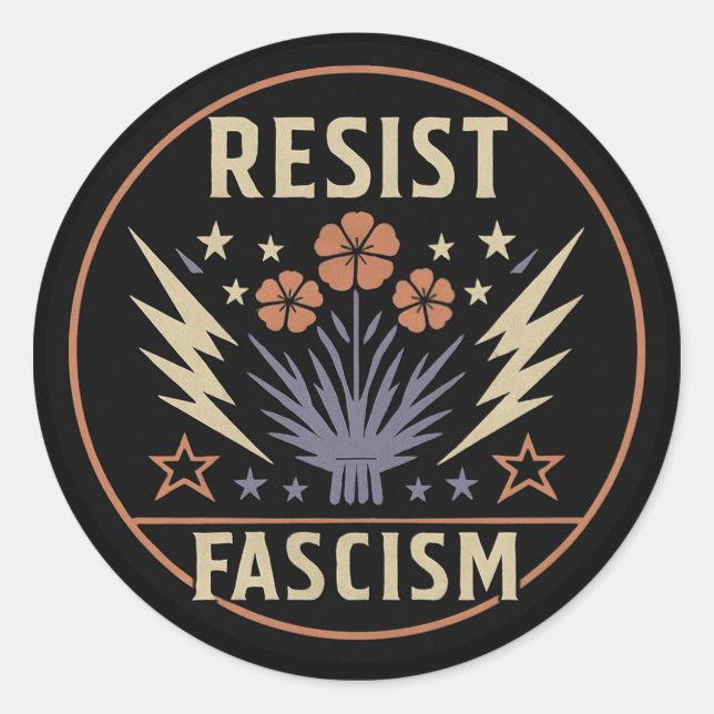 RESIST FASCISM CLASSIC ROUND STICKER (Front)