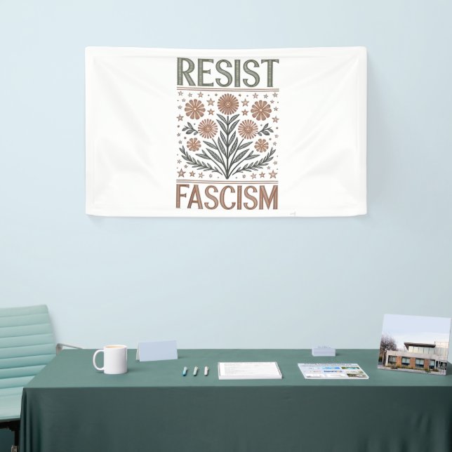 Resist Fascism Floral Transgender LGBTQ Anti-Trump Banner (Tradeshow)