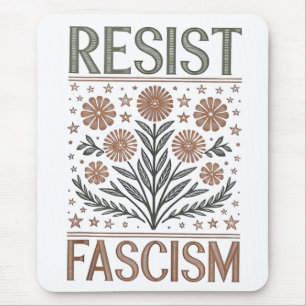 Resist Fascism Floral Transgender LGBTQ Anti-Trump Mouse Pad