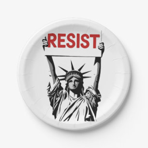 Resist Fascism Floral Transgender LGBTQ Anti-Trump Paper Plate