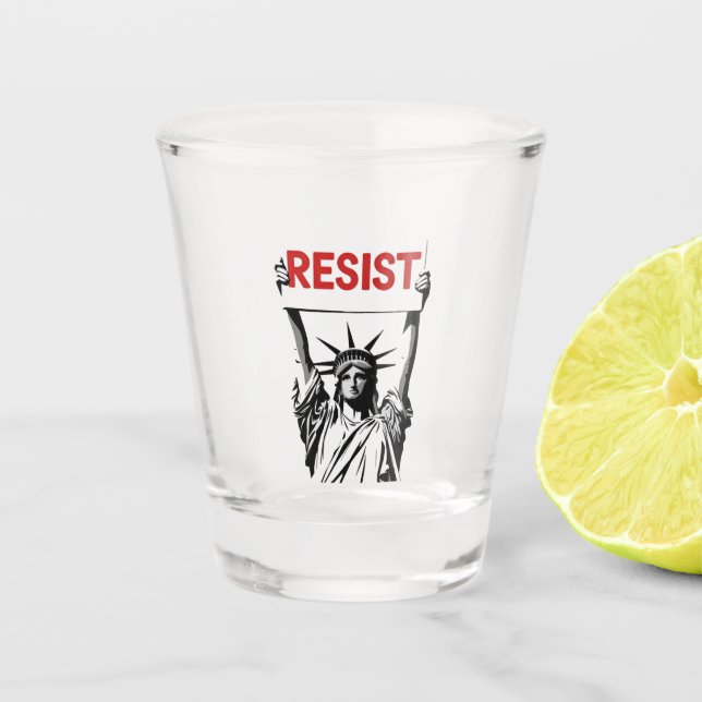 Resist Fascism Floral Transgender LGBTQ Anti-Trump Shot Glass (Front)