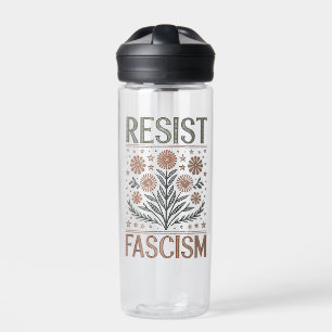 Resist Fascism Floral Transgender LGBTQ Anti-Trump Water Bottle