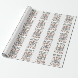Resist Fascism Floral Transgender LGBTQ Anti-Trump Wrapping Paper