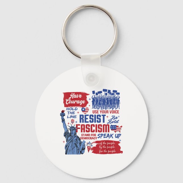 Resist Fascism  Key Ring (Front)