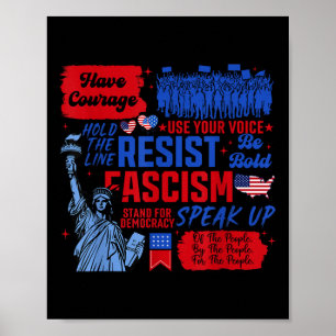 Resist Fascism Liberal Activist Statue Of Liberty  Poster