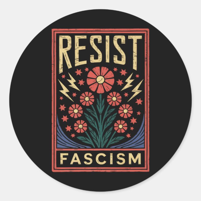 Resist Fascism Protest Trump Anti Trump Premium  Classic Round Sticker (Front)