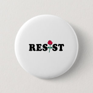Resist Feminist Rose Flower Women Feminism Vintage 6 Cm Round Badge