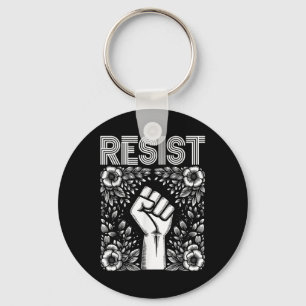 Resist Fist Boho Flower Anti Trump Protest Activis Key Ring