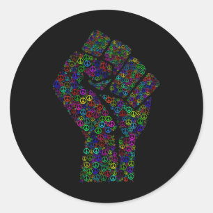 Resist Fist Peace Sign Rainbows Activism Love Classic Round Sticker