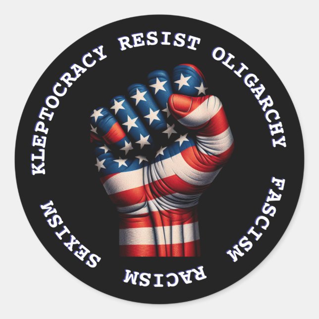 Resist Fist Political Democrat Anti Trump  Classic Round Sticker (Front)