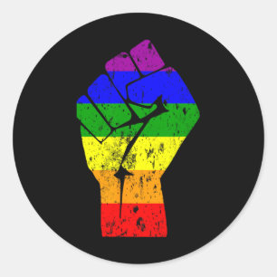 Resist Fist Rainbow Flag Gay Pride  Classic Round Sticker