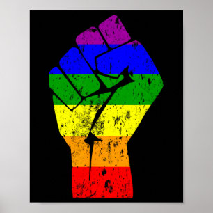 Resist Fist Rainbow Flag Gay Pride  Poster