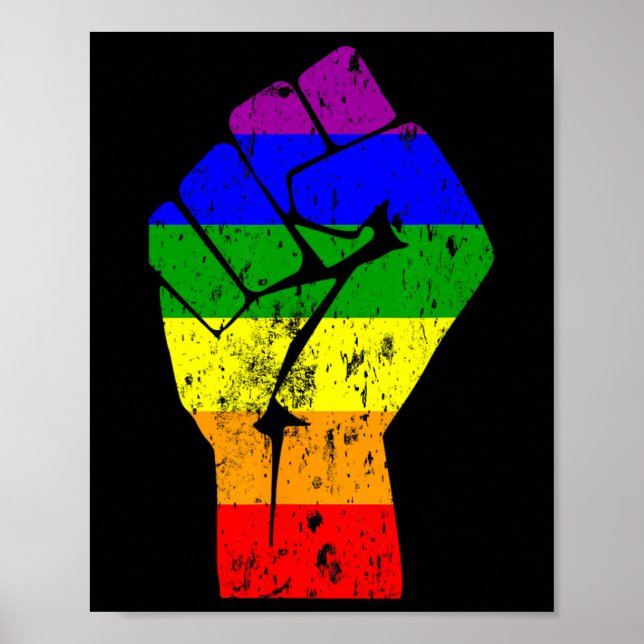 Resist Fist Rainbow Flag Gay Pride  Poster (Front)