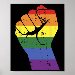 Resist Fist Retro Rainbow Hand Gay Lgbt Pride Supp Poster