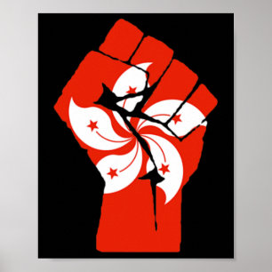 Resist Fist With Hong Kong Flag Poster