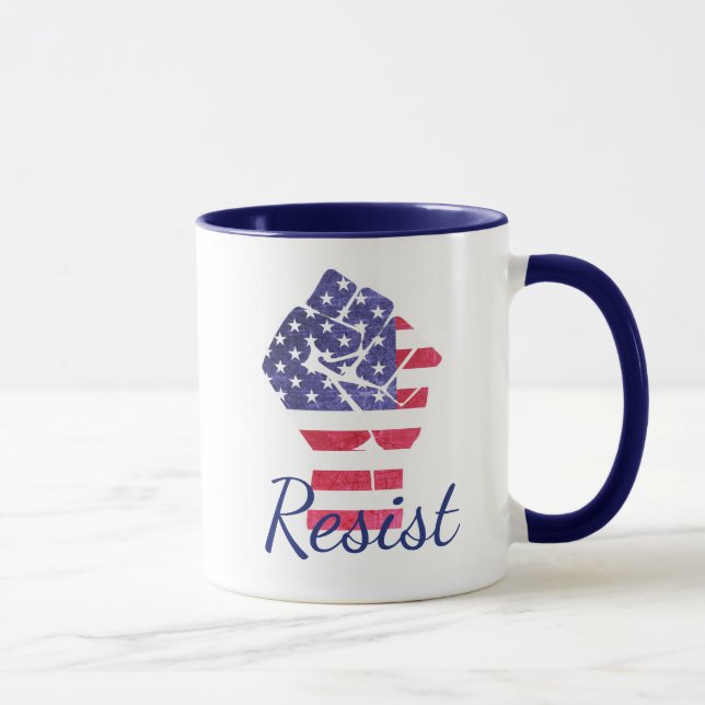 Resist FistAmerican Flag Democrat Anti Trump Mug (Right)