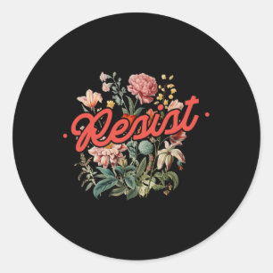 Resist Floral Anti Trump Political Protest Feminis Classic Round Sticker