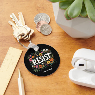 RESIST Floral Anti-Trump Political Protest Key Ring