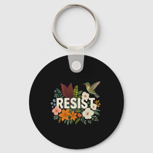 Resist Floral Anti Trump Political Protest Key Ring