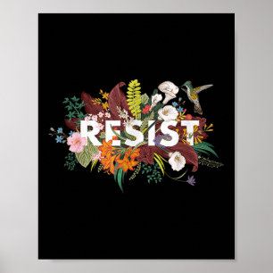 Resist Floral Anti Trump Political Protest Poster