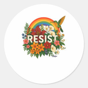 Resist Floral Anti Trump Political Protest Pride M Classic Round Sticker