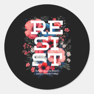 Resist Floral Boho Classic Round Sticker