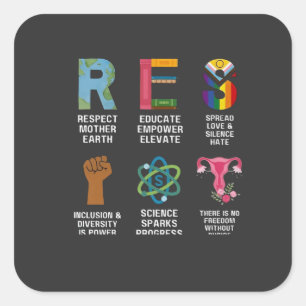 Resist Floral LGBTQ Rights Trans Equality Square Sticker