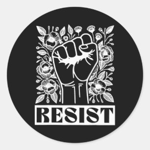 Resist Floral Political Protest Strong Women Classic Round Sticker