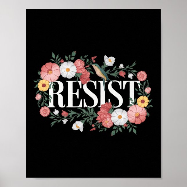 Resist Floral Protest Trump Anti Trump Premium  Poster (Front)