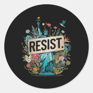 Resist Floral Statue Of Liberty Protest  Classic Round Sticker